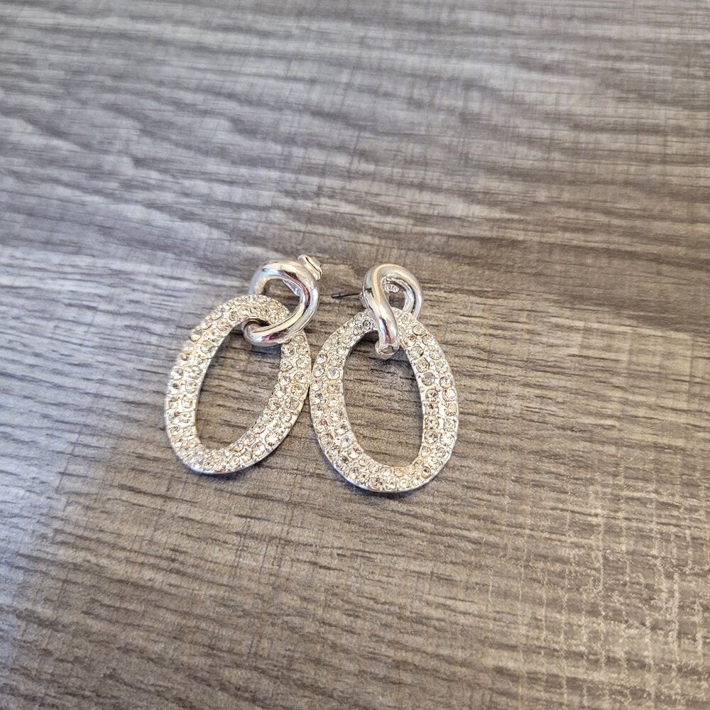 Silver tone and rhinestone earrings